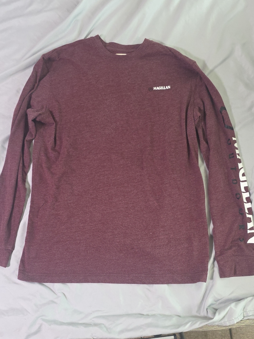 Magellan Outdoors Men's Long-Sleeve Crewneck Shirt - Maroon with White Logo